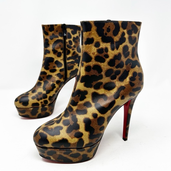 Christian Louboutin Bianca Booty 120 Leopard Platform Ankle Boots Size 36 - Picture 1 of 10